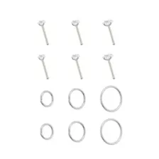 Multi-Pack CZ Round Pin and Hoop Nose Rings 12 Pack - 20 Gauge at Spencer's