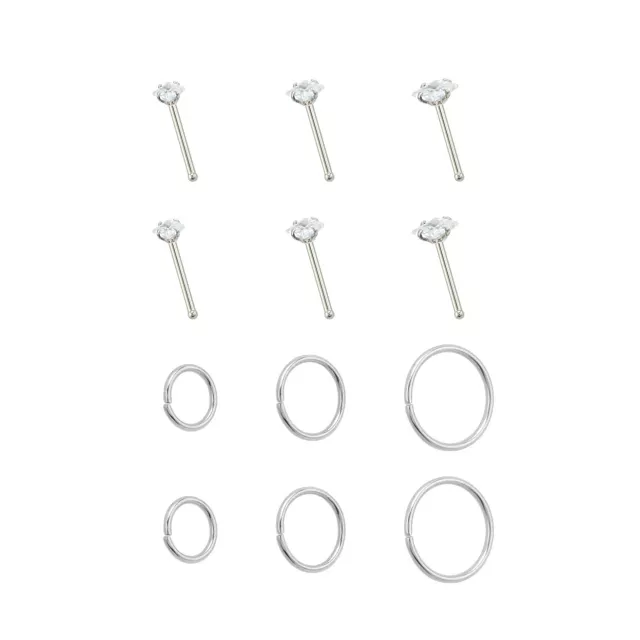 Multi-Pack CZ Round Pin and Hoop Nose Rings 12 Pack - 20 Gauge at Spencer's