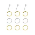 Multi-Pack CZ Goldtone and Silvertone Pin Nose Rings and Hoop Nose Rings 12 Pack - 20 Gauge at Spencer's