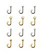 Multi-Pack Goldtone and Silver Screw Nose Rings 12 Pack - 20 Gauge