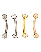 Multi-Pack CZ Silvertone and Goldtone Pronged Curved Barbells 4 Pack - 16 Gauge