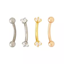 Multi-Pack CZ Silvertone and Goldtone Pronged Curved Barbells 4 Pack - 16 Gauge at Spencer's