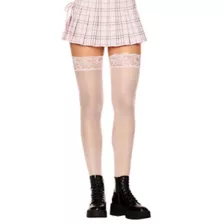 Pink Lace Thigh High Stockings at Spencer's