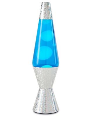 Holographic Silver and Turquoise Lava Lamp - 14.5 Inch