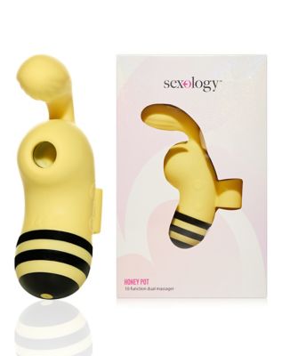 Honey Pot 10-Function Rechargeable Vibration and Suction Dual Massager 4.1  Inch - Sexology