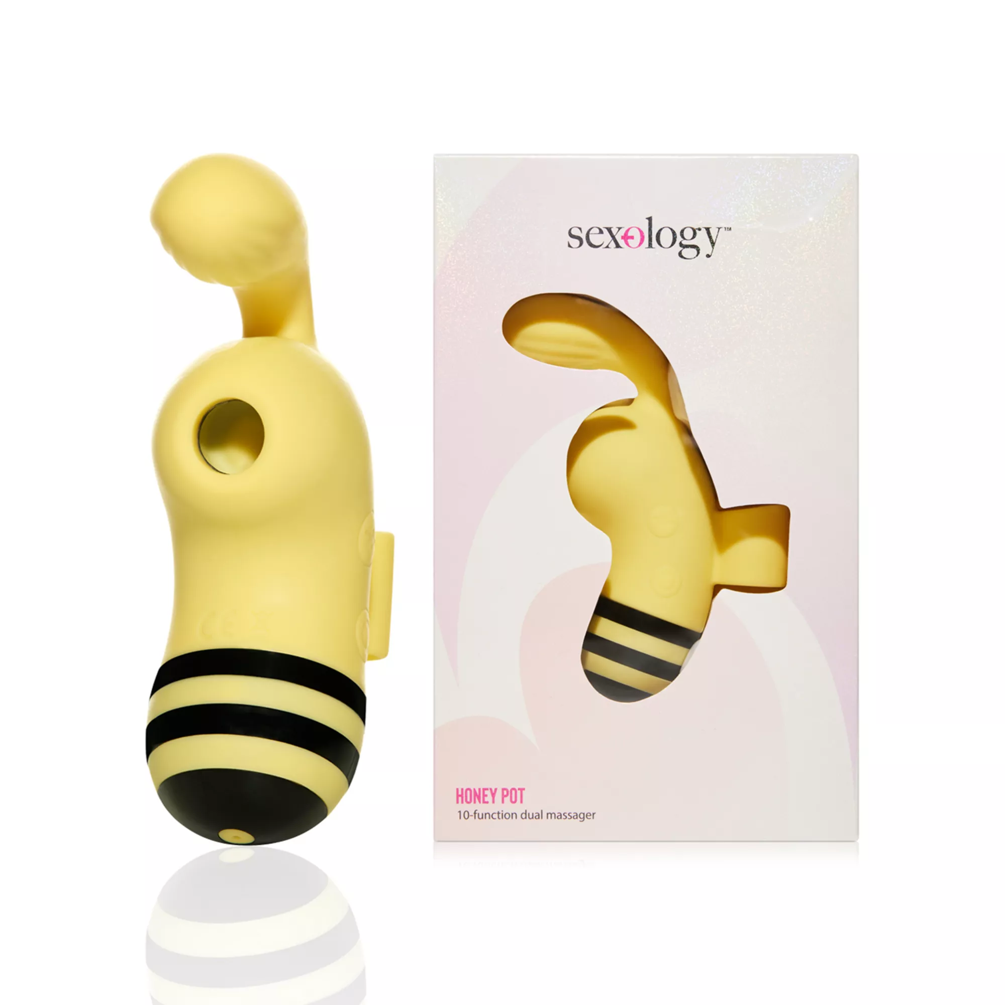 Honey Pot 10-Function Rechargeable Vibration and Suction Dual Massager 4.1 Inch - Sexology