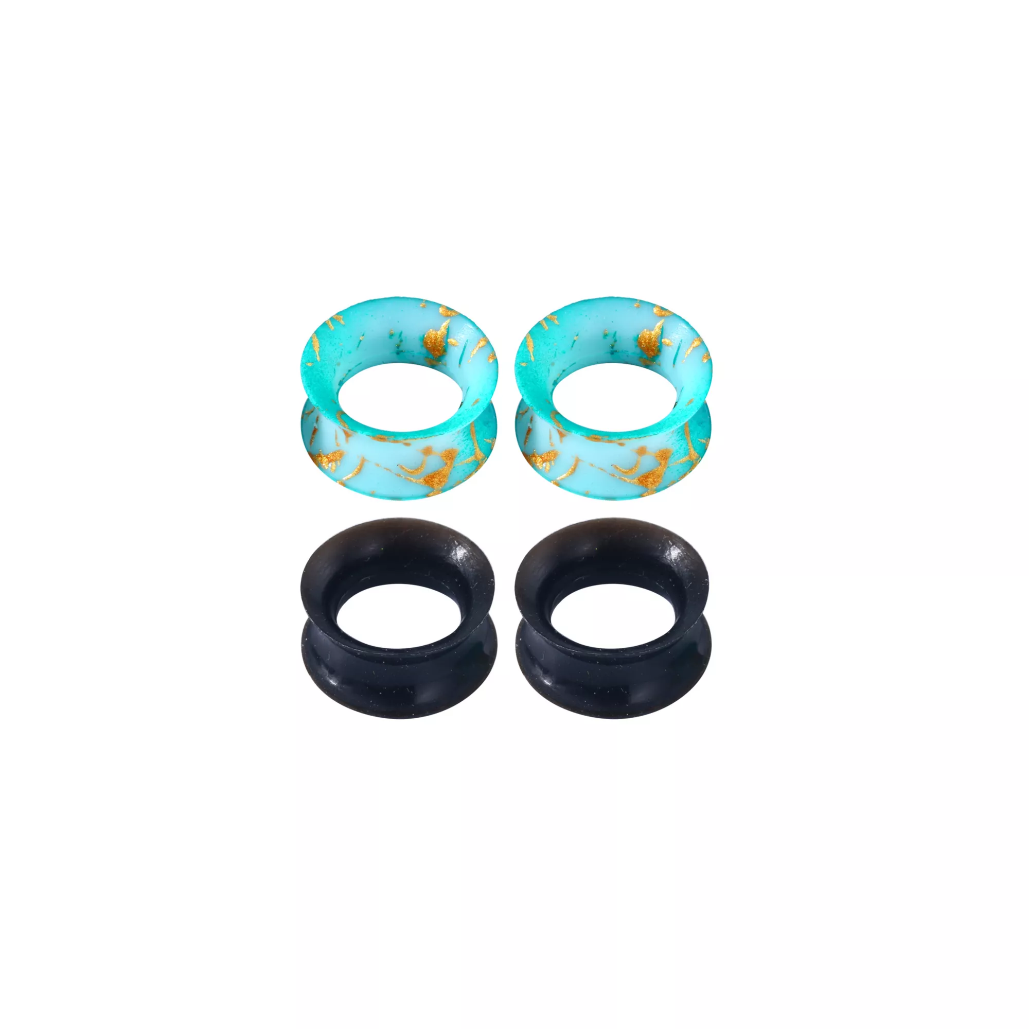Multi-Pack Blue and Goldtone Splatter Tunnels - 2 Pair at Spencer's