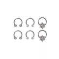 CZ and Flower Horseshoe and Captive Rings 6 Pack - 16 Gauge at Spencer's