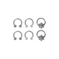 CZ and Flower Horseshoe and Captive Rings 6 Pack - 16 Gauge at Spencer's
