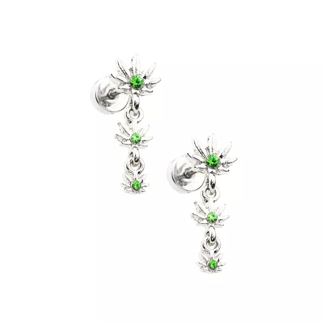 Green CZ Weed Lead Dangle Fake Plugs - 18 Gauge at Spencer's