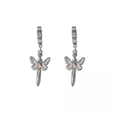 Butterfly Sword Huggie Dangle Earrings - 18 Gauge at Spencer's