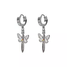 Butterfly Sword Huggie Dangle Earrings - 18 Gauge at Spencer's