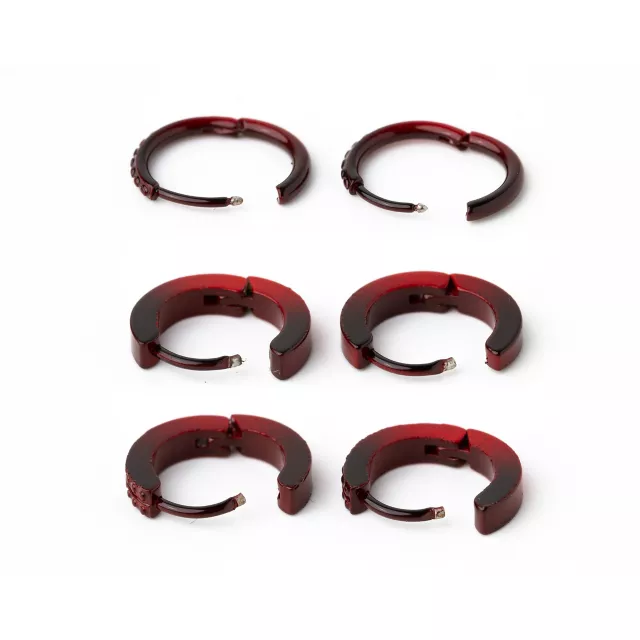 Multi-Pack Red and Black Ombre Huggie Hoop Earrings 3 Pack - 18 Gauge at Spencer's