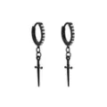 CZ Black Antique Pointy Dagger Handle Huggie Hoop Dangle Earrings at Spencer's