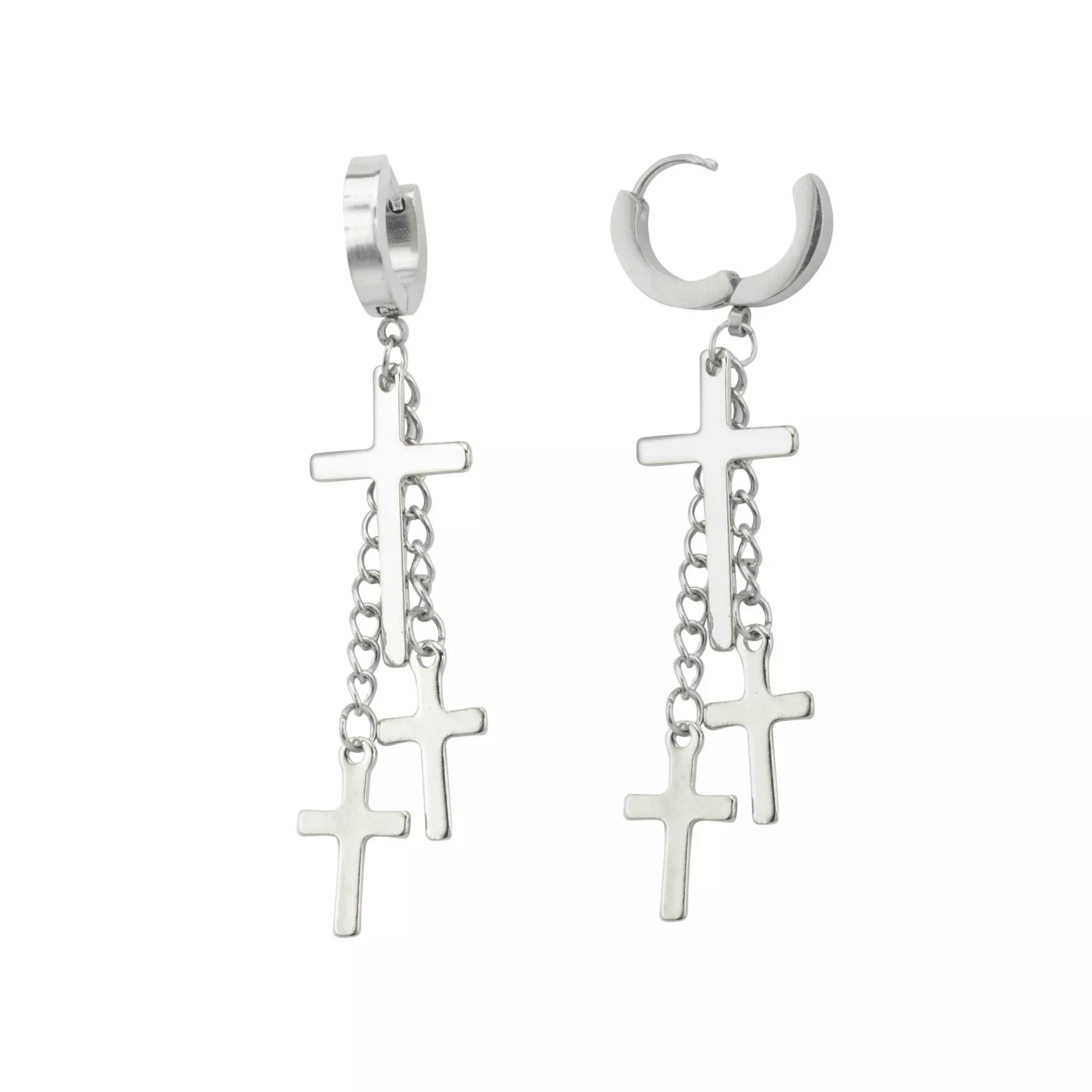 Triple Cross Dangle Huggie Hoop Earrings at Spencer's