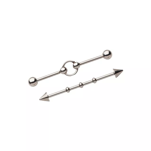 MultiPack ORing and Spiked Industrial Barbells 2 Pack 14 Gauge