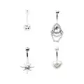 Multi-Pack CZ Star Heart and Teardrop Belly Rings 4 Pack - 14 Gauge at Spencer's