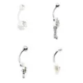 Multi-Pack CZ Star Heart and Teardrop Belly Rings 4 Pack - 14 Gauge at Spencer's