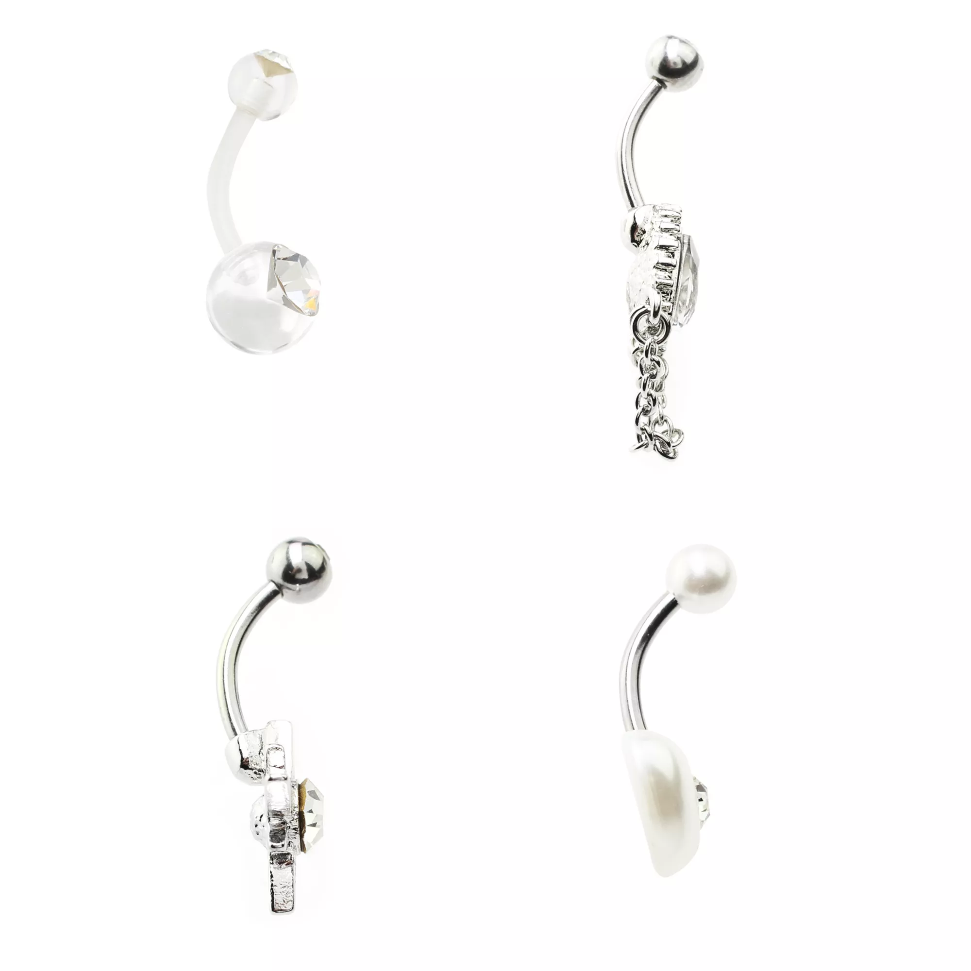 Multi-Pack CZ Star Heart and Teardrop Belly Rings 4 Pack - 14 Gauge at Spencer's