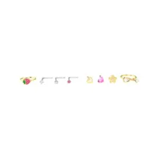Multi-Pack CZ Flower and Strawberry Mixed Nose Rings 9 Pack - 20 Gauge at Spencer's