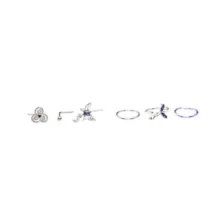 Multi-Pack CZ Butterfly Swirl Hoop Nose Rings and L-Bend Nose Rings 6 Pack - 20 Gauge at Spencer's