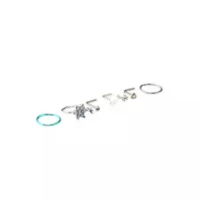 Multi-Pack CZ Heart and Flower Hoops and L-Bend Nose Rings 6 Pack - 20 Gauge at Spencer's