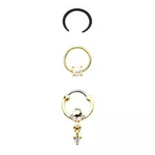 Multi-Pack CZ Goldtone Septum Clicker Retainer and Captive 3 Pack- 16 Gauge at Spencer's