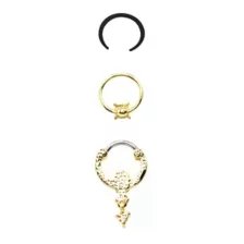 Multi-Pack CZ Goldtone Septum Clicker Retainer and Captive 3 Pack- 16 Gauge at Spencer's
