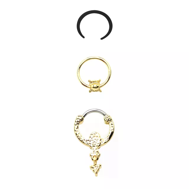 Multi-Pack CZ Goldtone Septum Clicker Retainer and Captive 3 Pack- 16 Gauge at Spencer's