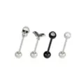 Multi-Pack CZ Skull and Moth Barbells 4 Pack - 14 Gauge at Spencer's