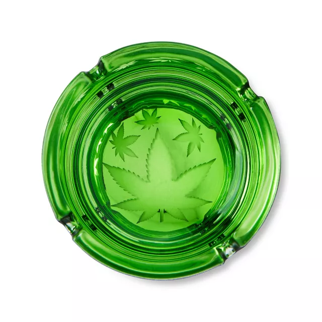 Green Frosted Pot Leaf Ashtray at Spencer's