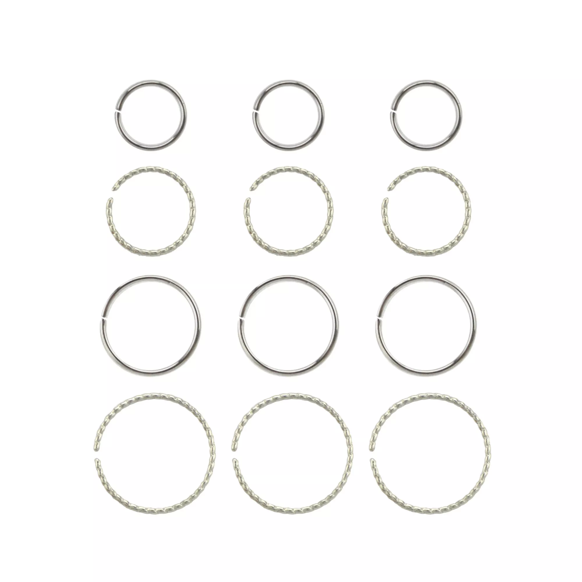Multi-Pack Silvertone Hoop Nose Rings 12 Pack - 20 Gauge at Spencer's