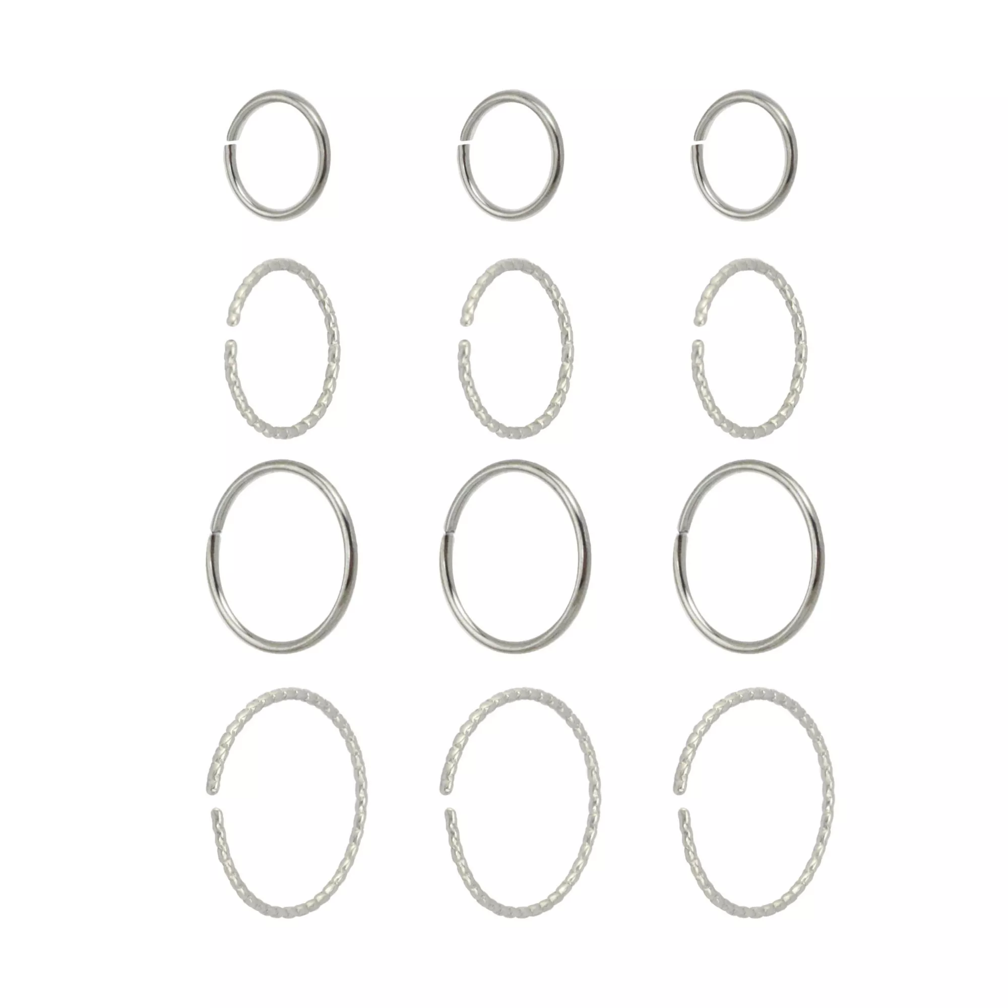Multi-Pack Silvertone Hoop Nose Rings 12 Pack - 20 Gauge at Spencer's