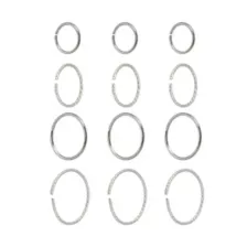 Multi-Pack Silvertone Hoop Nose Rings 12 Pack - 20 Gauge at Spencer's