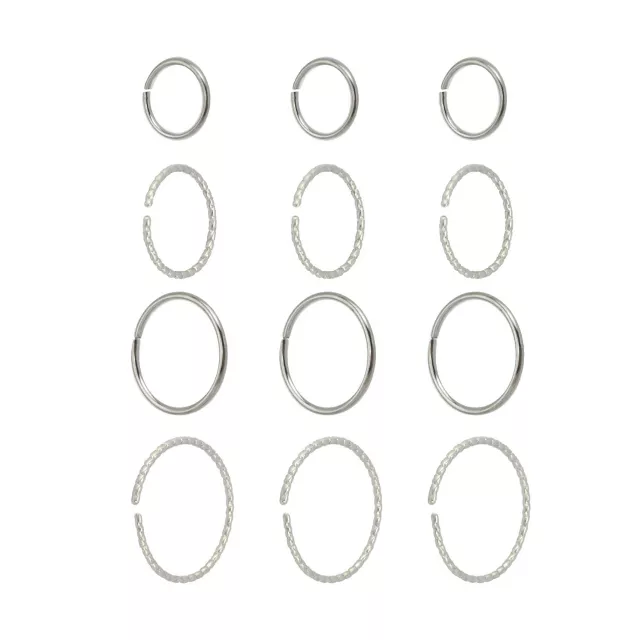 Multi-Pack Silvertone Hoop Nose Rings 12 Pack - 20 Gauge at Spencer's