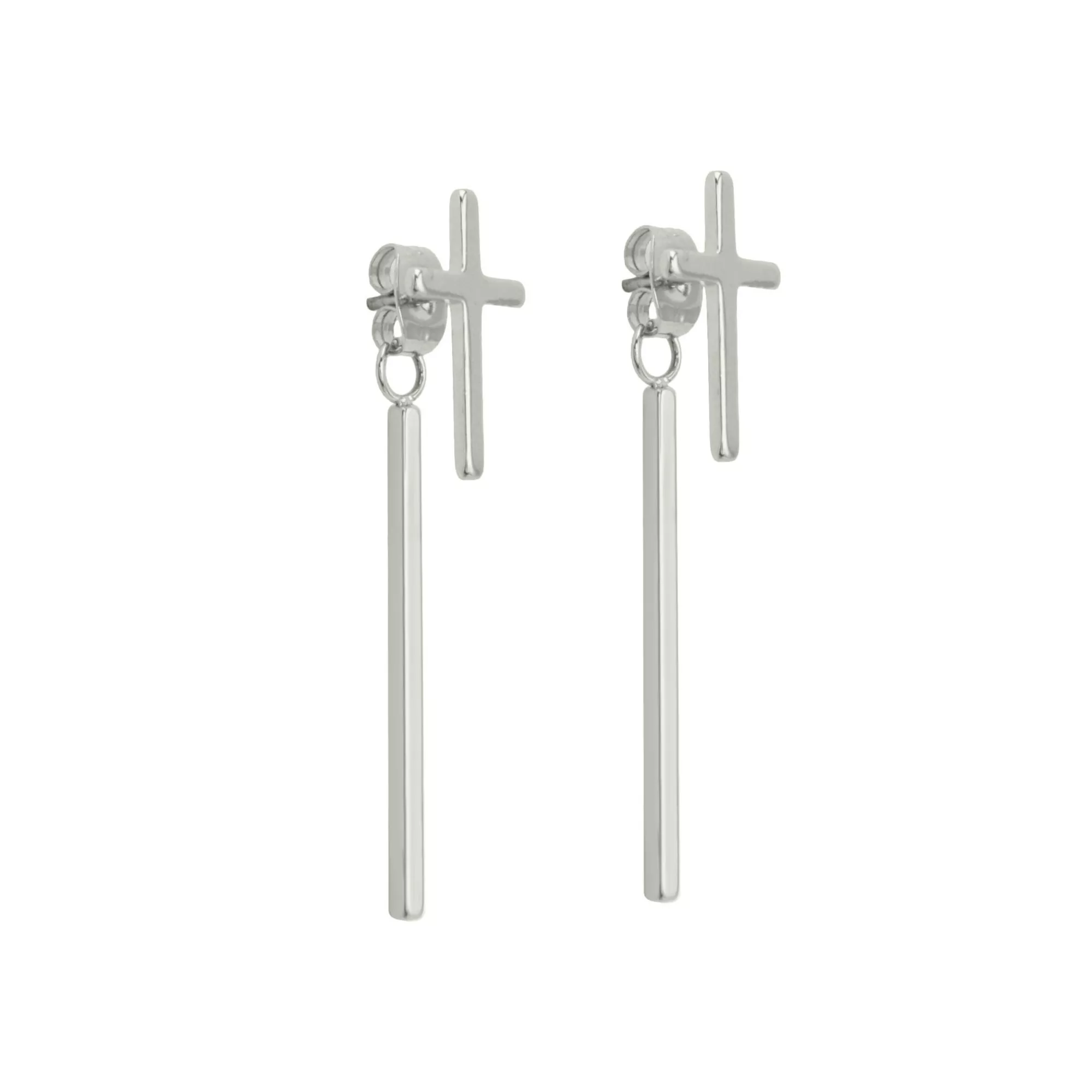 Cross and Bar Dangle Stud Earrings at Spencer's