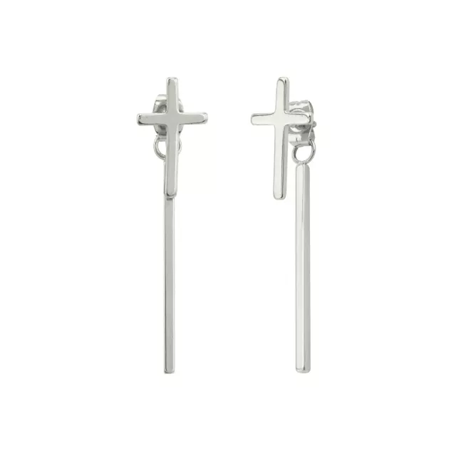 Cross and Bar Dangle Stud Earrings at Spencer's