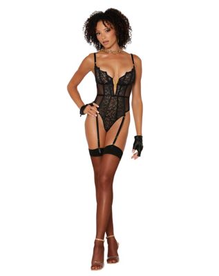 Black Lace-Up Bodysuit - Spencer's