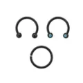 Multi-Pack CZ Black Horseshoe Rings and Seamless Hoop Nose Ring 3 Pack - 16 Gauge at Spencer's