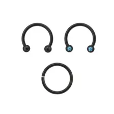 Multi-Pack CZ Black Horseshoe Rings and Seamless Hoop Nose Ring 3 Pack - 16 Gauge at Spencer's