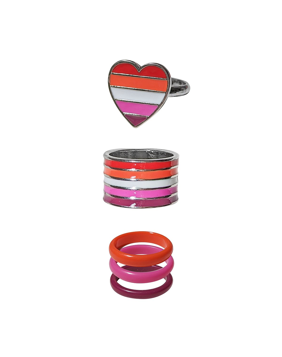 Lesbian Pride Heart Rings – 5 Pack