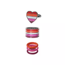 Multi-Pack Lesbian Pride Heart Rings - 5 Pack at Spencer's