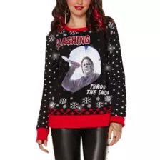 Light-Up Michael Myers Slashing Through the Snow Christmas Sweater - Halloween at Spencer's