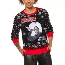 Light-Up Michael Myers Slashing Through the Snow Christmas Sweater - Halloween at Spencer's