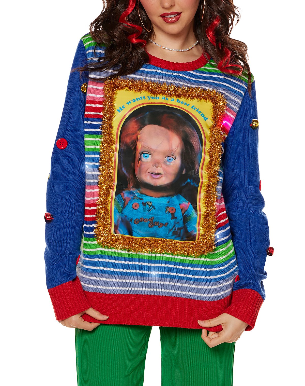 Light-Up Lenticular Chucky Christmas Sweater