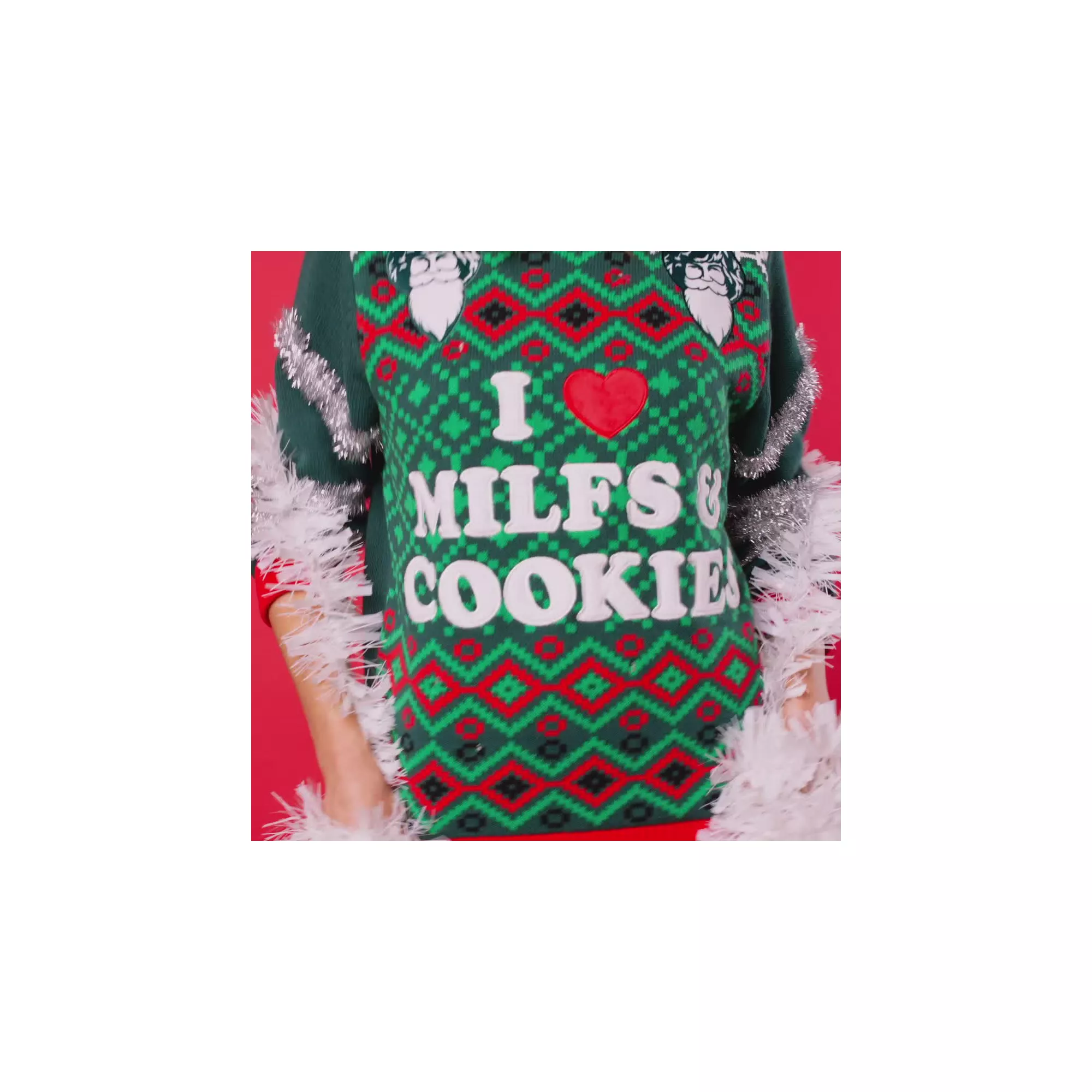 Light-Up I Heart MILFs & Cookies Christmas Sweater