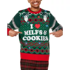 Light-Up I Heart MILFs & Cookies Christmas Sweater - Danny Duncan at Spencer's