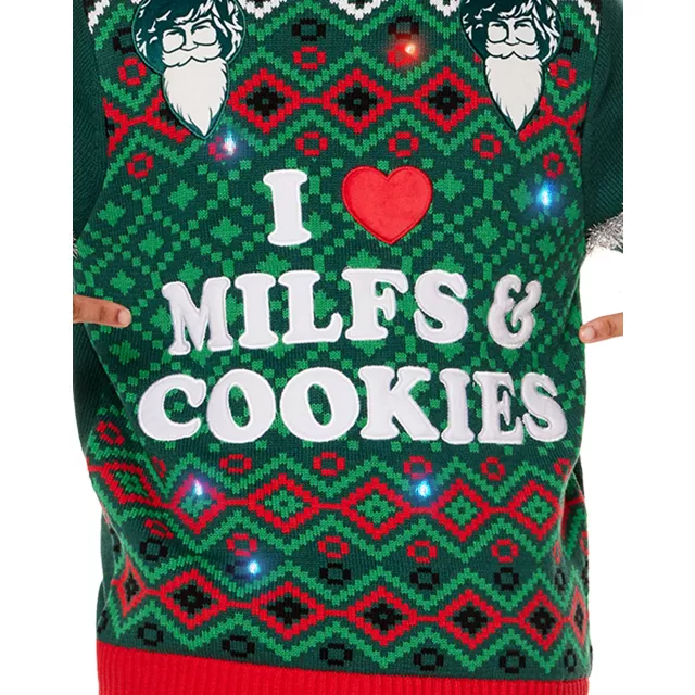 Light-Up I Heart MILFs & Cookies Christmas Sweater - Danny Duncan at Spencer's