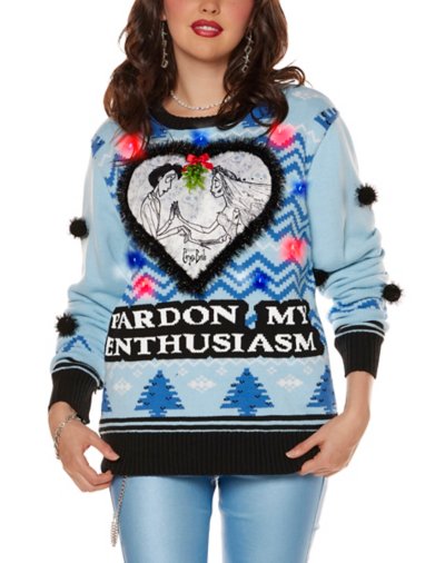 Light-Up Pardon My Enthusiasm Christmas Sweater - Corpse Bride