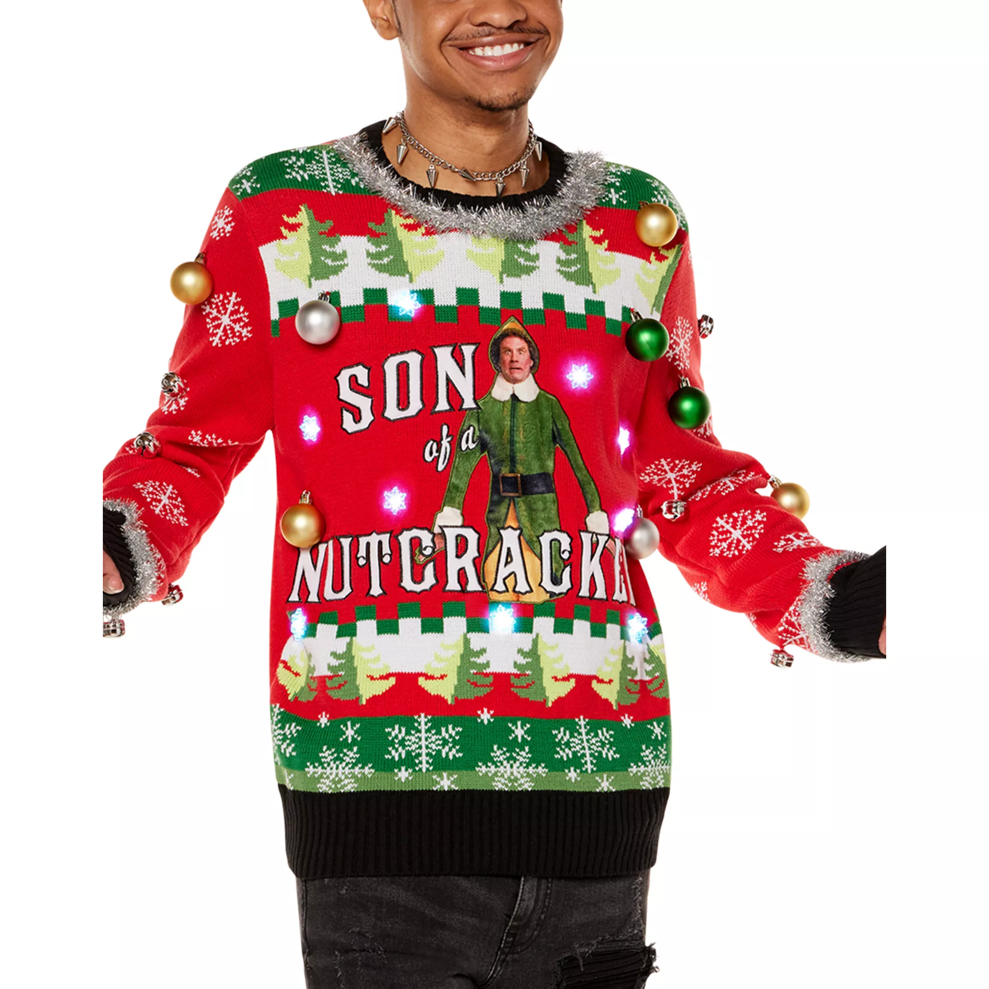 Light-Up Son of a Nutcracker Ugly Christmas Sweater - Elf at Spencer's